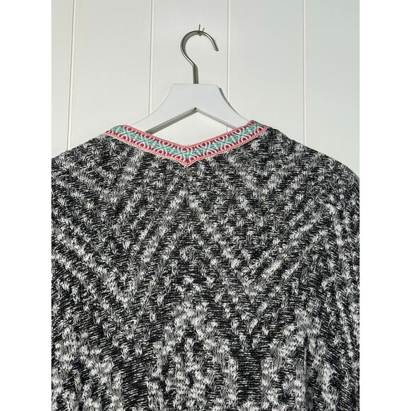 Westbound Open Cardigan Sweater Boho Medium Tribal Print Knit Kimono Fringe - Picture 4 of 5
